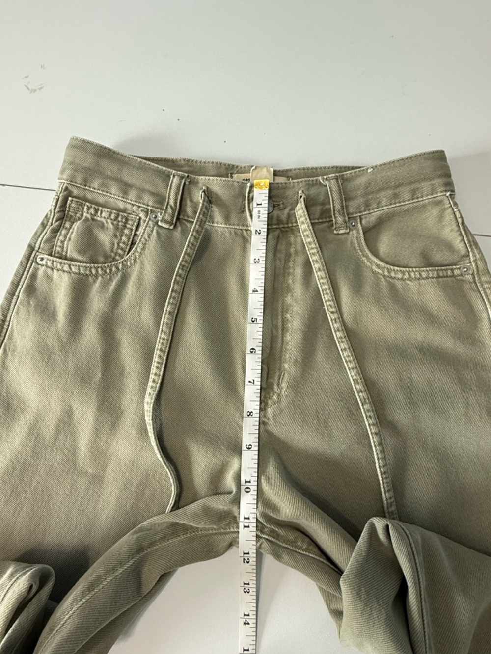 Madewell Super Wide Leg Jeans High Rise Drawstring Airy Size 24 In Sagebrush - Picture 14 of 16